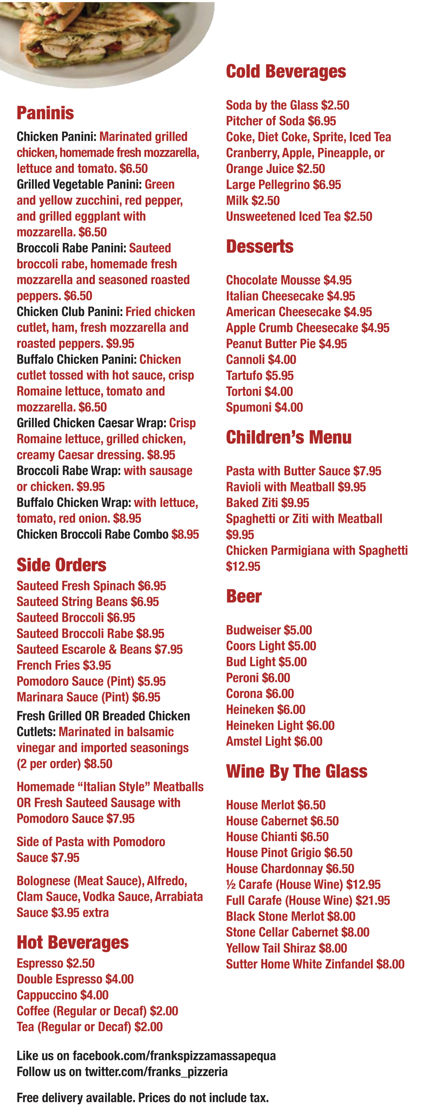 Takeout Franks Italian Pizzeria & Restaurant